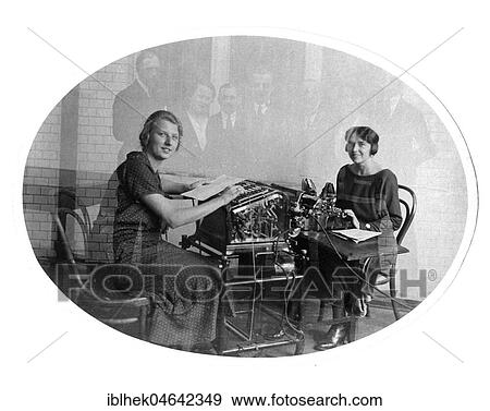 Typewriter, two secretaries at work, 1930s, Germany, Europe View Large Photo Image Stock Photo - Typewriter, two secretaries at work, 1930s, Germany, Europe. Fotosearch