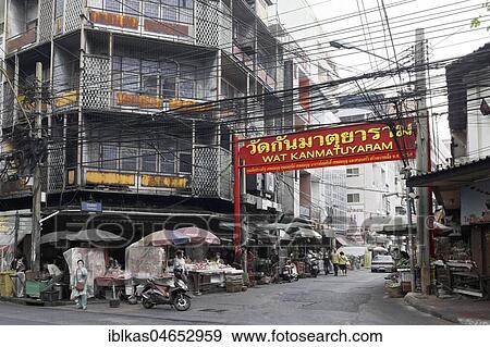 Stock Photo - Typical street in Chinatown, Samphanthawong, Bangkok, Thailand, Asia. Fotosearch