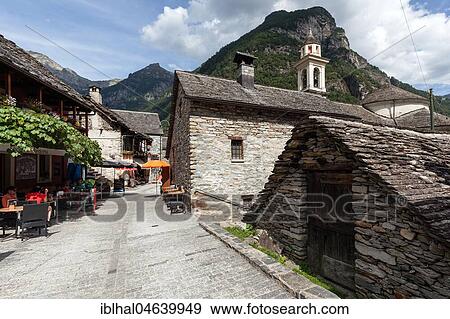 Typical Ticino stone houses in Sonogno village, Verzasca valley, Valle Verzasca, Canton Ticino, Switzerland, Europe View Large Photo Image Stock Photo - Typical Ticino stone houses in Sonogno village, Verzasca valley, Valle Verzasca, Canton Ticino, Switzerland, Europe. Fotosearch