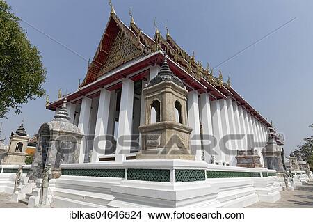 Ubosot of Wat Suthat, Royal Temple, Phra Nakhon, Bangkok, Thailand, Asia View Large Photo Image Picture - Ubosot of Wat Suthat, Royal Temple, Phra Nakhon, Bangkok, Thailand, Asia. Fotosearch