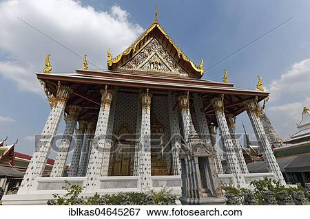 Stock Photo - Ubosot, Ordination Hall, Wat Arun, Dawn Temple, Bangkok Yai, Bangkok, Thailand, Asia. Fotosearch