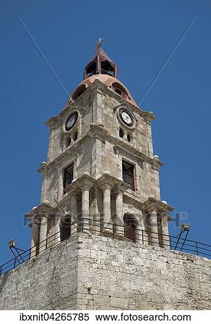 Uhrenturm, Rhodos-Stadt, Rhodos, Dodekanes, Griechenland, Europa View Large Photo Image Stock Photography - Uhrenturm, Rhodos-Stadt, Rhodos, Dodekanes, Griechenland, Europa. Fotosearch