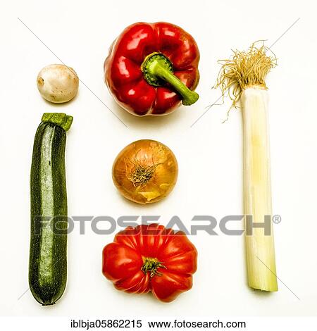 Variety of vegetables on white background, studio shot, France, Europe View Large Photo Image Stock Photography - Variety of vegetables on white background, studio shot, France, Europe. Fotosearch