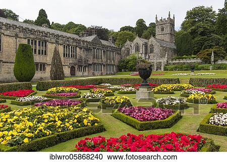 Stock Image - Victorian Lanhydrock House with gardens, National Trust, Bodmin, Cornwall, United Kingdom, Europe. Fotosearch
