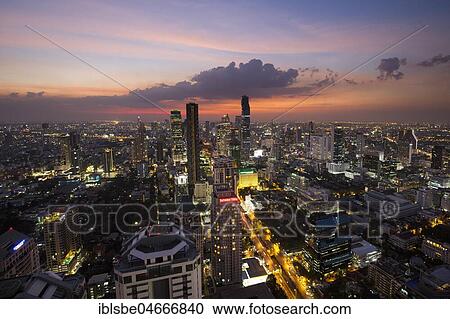 View from Banyan Tree Tower, Sathon Tai Road, dusk, Ban Rak District, Bangkok, Thailand, Asia View Large Photo Image Stock Image - View from Banyan Tree Tower, Sathon Tai Road, dusk, Ban Rak District, Bangkok, Thailand, Asia. Fotosearch
