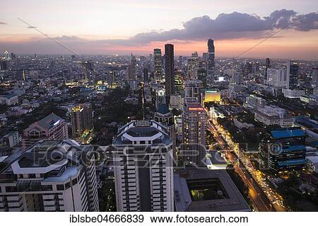 View from Banyan Tree Tower, Sathon Tai Road, dusk, Ban Rak District, Bangkok, Thailand, Asia View Large Photo Image Stock Photo - View from Banyan Tree Tower, Sathon Tai Road, dusk, Ban Rak District, Bangkok, Thailand, Asia. Fotosearch