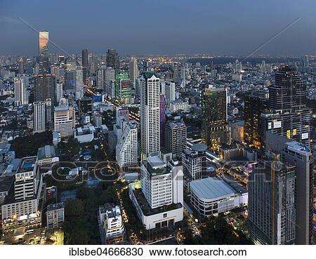 View from Lebua State Tower on skyscrapers, at dusk, Sathon Tai Road, Bang Rak District, Bangkok, Thailand, Asia View Large Photo Image Stock Image - View from Lebua State Tower on skyscrapers, at dusk, Sathon Tai Road, Bang Rak District, Bangkok, Thailand, Asia. Fotosearch