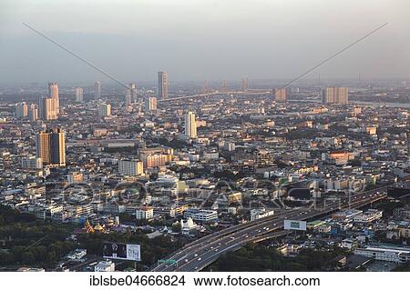 View from Lebua State Tower with Bhumibol Bridge, Sathon District and Bang Kho Laem District, Bangkok, Thailand, Asia View Large Photo Image Picture - View from Lebua State Tower with Bhumibol Bridge, Sathon District and Bang Kho Laem District, Bangkok, Thailand, Asia. Fotosearch
