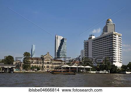 View from Mae Nam Chao Phraya to Mandarin Oriental Hotel and Lebua At State Tower, middle facade Old Custom House, Bangkok, Thailand, Asia View Large Photo Image Picture - View from Mae Nam Chao Phraya to Mandarin Oriental Hotel and Lebua At State Tower, middle facade Old Custom House, Bangkok, Thailand, Asia. Fotosearch