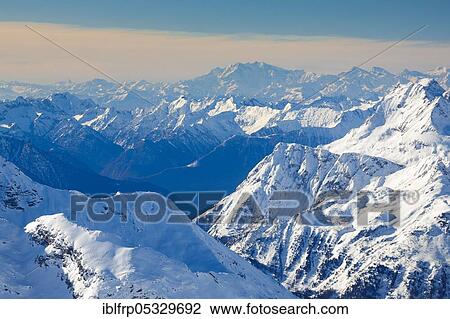 Stock Image - View from Piz Corvatsch, 3451m, Graubuenden, Switzerland, Europe. Fotosearch