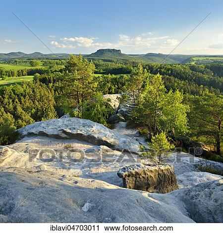 View from the lookout rock Gamrig, behind the Lilienstein and the fortress Königstein, Elbe Sandstone Mountains, National Park Saxon Switzerland, near Rathen, Saxony, Germany, Europe View Large Photo Image Stock Image - View from the lookout rock Gamrig, behind the Lilienstein and the fortress Königstein, Elbe Sandstone Mountains, National Park Saxon Switzerland, near Rathen, Saxony, Germany, Europe. Fotosearch