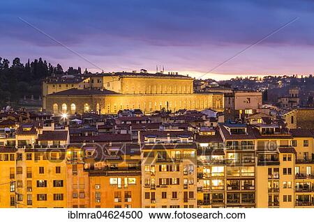 View of residential buildings and Palazzo Pitti at dusk, Florence, Tuscany, Italy, Europe View Large Photo Image Stock Image - View of residential buildings and Palazzo Pitti at dusk, Florence, Tuscany, Italy, Europe. Fotosearch