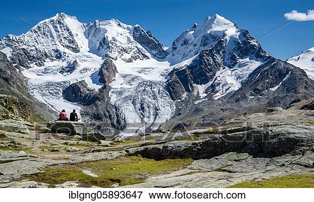 Viewpoint on Fuorcla Surlej with Piz Bernina and Piz Roseg, Silvaplana, Bernina Alps, Upper Engadine, Engadine, Grisons, Switzerland, Europe View Large Photo Image Stock Photo - Viewpoint on Fuorcla Surlej with Piz Bernina and Piz Roseg, Silvaplana, Bernina Alps, Upper Engadine, Engadine, Grisons, Switzerland, Europe. Fotosearch