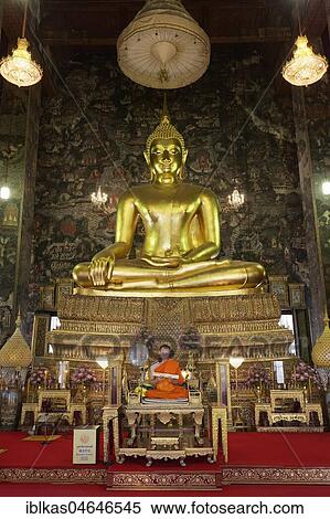 Viharn Luang, Big Chapel with Buddha statue and murals, Wat Suthat, Royal Temple, Phra Nakhon, Bangkok, Thailand, Asia View Large Photo Image Stock Photography - Viharn Luang, Big Chapel with Buddha statue and murals, Wat Suthat, Royal Temple, Phra Nakhon, Bangkok, Thailand, Asia. Fotosearch