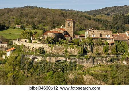 Stock Image - Village of Vieille Brioude on the Allier River, Haute Loire departement, Auvergne, France, Europe. Fotosearch