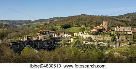 Stock Image - Village of Vieille Brioude on the Allier River, Haute Loire departement, Auvergne, France, Europe. Fotosearch