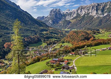Village overview with Reiteralpe, Ramsau, Berchtesgadener Alps, Berchtesgadener Land, Upper Bavaria, Bavaria, Germany, Europe View Large Photo Image Stock Photo - Village overview with Reiteralpe, Ramsau, Berchtesgadener Alps, Berchtesgadener Land, Upper Bavaria, Bavaria, Germany, Europe. Fotosearch