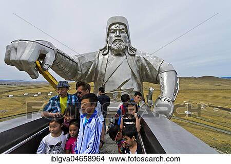 Visitors on the observation platform in the horse's head, equestrian statue of Genghis Khan, Genghis Khan Theme Park, Chinggis Khan Statue Complex, Tsonjin Boldog, Mongolia, Asia View Large Photo Image Picture - Visitors on the observation platform in the horse's head, equestrian statue of Genghis Khan, Genghis Khan Theme Park, Chinggis Khan Statue Complex, Tsonjin Boldog, Mongolia, Asia. Fotosearch