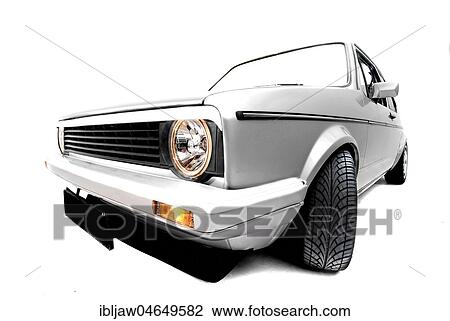 Stock Image - VW Golf 1, 1974, studio shot, cutout. Fotosearch