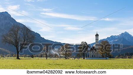 Wallfahrtskirche St. Coloman, Schwangau, Fussen, Ostallgau, Allgau, Schwaben, Bayern, Deutschland, Europa View Large Photo Image Stock Image - Wallfahrtskirche St. Coloman, Schwangau, Fussen, Ostallgau, Allgau, Schwaben, Bayern, Deutschland, Europa. Fotosearch
