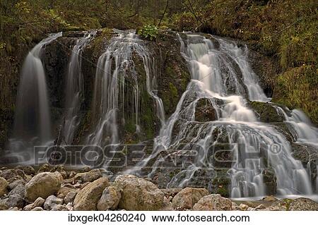 Stock Image - Wasserfall am Wildbach Schwarzlofer, Seegatterl, Reit im Winkl, Ruhpolding, Chiemgau, Oberbayern, Bayern, Deutschland, Europa. Fotosearch
