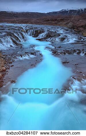 Wasserfall Bruarfoss mit turkiser Fliesrinne, Island, Europa View Large Photo Image Stock Photo - Wasserfall Bruarfoss mit turkiser Fliesrinne, Island, Europa. Fotosearch