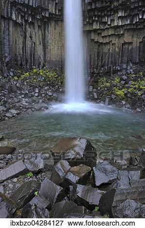 Wasserfall Svartifoss mit Basaltsaulen, Skaftafell Nationalpark, Island, Europa View Large Photo Image Stock Photo - Wasserfall Svartifoss mit Basaltsaulen, Skaftafell Nationalpark, Island, Europa. Fotosearch