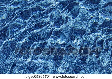 Picture - Water surface with reflections over stony ground, pattern, background image, province of Quebec, Canada, North America. Fotosearch