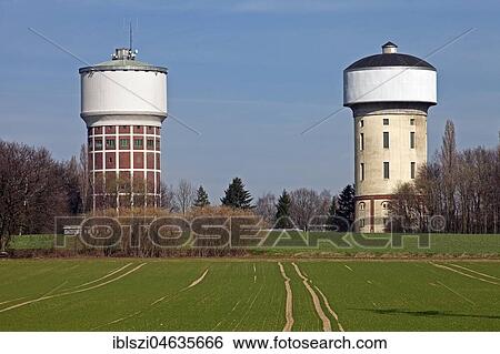 Water towers at Hellweg, Hamm, Ruhr Area, North Rhine-Westphalia, Germany, Europe View Large Photo Image Stock Photograph - Water towers at Hellweg, Hamm, Ruhr Area, North Rhine-Westphalia, Germany, Europe. Fotosearch