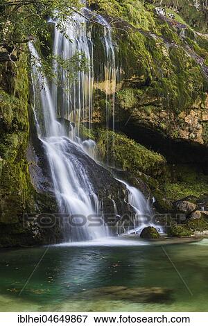 Stock Photo - Waterfall Slap Virje, Gljun, Slovenia, Europe. Fotosearch