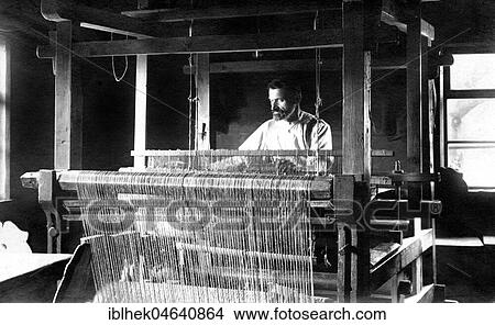 Picture - Weaving mill, man at the loom, 1910s, Germany, Europe. Fotosearch