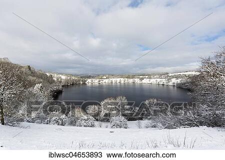 Stock Image - Weinfelder Maar in winter, Volcanic Eifel, Rhineland-Palatinate, Germany, Europe. Fotosearch