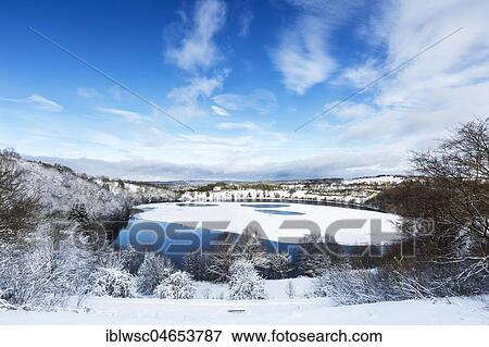Stock Photo - Weinfelder Maar in winter, Volcanic Eifel, Rhineland-Palatinate, Germany, Europe. Fotosearch