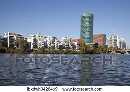 Westhafen Tower, Westhafen, Frankfurt, Hessen, Deutschland, Europa View Large Photo Image Stock Image - Westhafen Tower, Westhafen, Frankfurt, Hessen, Deutschland, Europa. Fotosearch