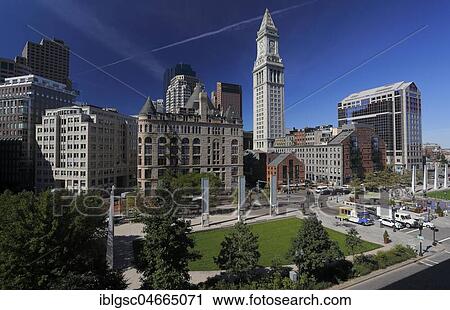 Wharf District Park with Custom House behind, Boston, Massachusetts, USA, North America View Large Photo Image Stock Image - Wharf District Park with Custom House behind, Boston, Massachusetts, USA, North America. Fotosearch
