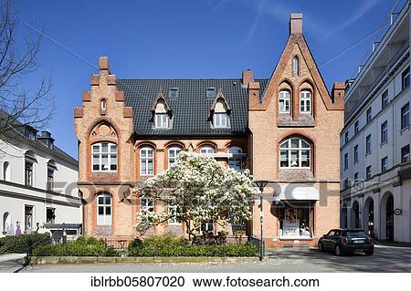 Stock Image - Wilhelminian style villa at the spa garden, Bad Oeynhausen, East Westphalia, North Rhine-Westphalia, Germany, Europe. Fotosearch