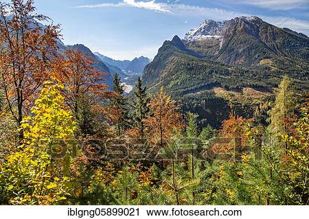 Stock Image - Wimbachtal with Hochkalter, Ramsau, Berchtesgaden National Park, Berchtesgaden Alps, Berchtesgadener Land, Upper Bavaria, Bavaria, Germany, Europe. Fotosearch