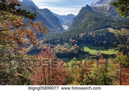 Stock Photo - Wimbachtal with Hochkalter, Ramsau, Berchtesgaden National Park, Berchtesgaden Alps, Berchtesgadener Land, Upper Bavaria, Bavaria, Germany, Europe. Fotosearch