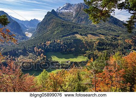 Stock Photograph - Wimbachtal with Hochkalter, Ramsau, Berchtesgaden National Park, Berchtesgaden Alps, Berchtesgadener Land, Upper Bavaria, Bavaria, Germany, Europe. Fotosearch