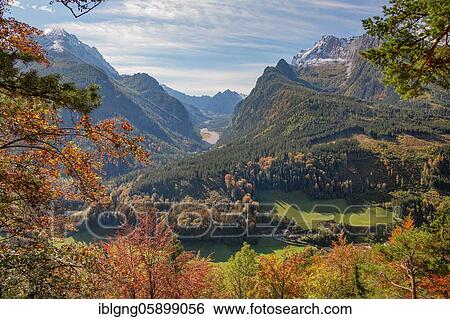 Stock Photograph - Wimbachtal with Watzmann and Hochkalter, Ramsau, Berchtesgaden Alps, Berchtesgaden National Park, Berchtesgadener Land, Upper Bavaria, Bavaria, Germany, Europe. Fotosearch