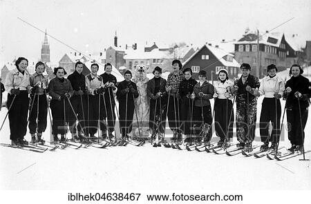 Winter sports, skiers with polar bear, 1930s, exact location unknown, Germany, Europe View Large Photo Image Stock Photo - Winter sports, skiers with polar bear, 1930s, exact location unknown, Germany, Europe. Fotosearch