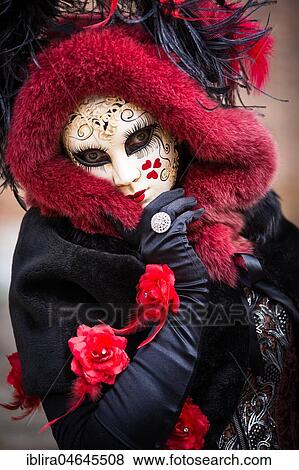 Stock Photo - Woman in Carnival costume, Carnival in Venice, Italy, Europe. Fotosearch