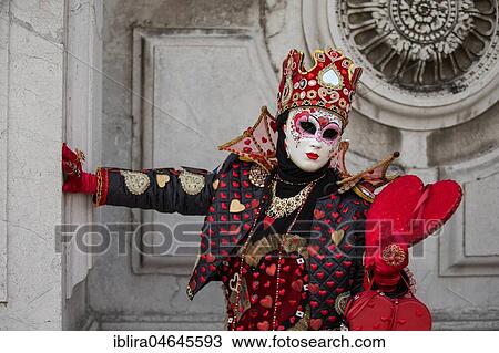 Stock Image - Woman in historical costume, Carnival costume, Carnival in Venice, Italy, Europe. Fotosearch