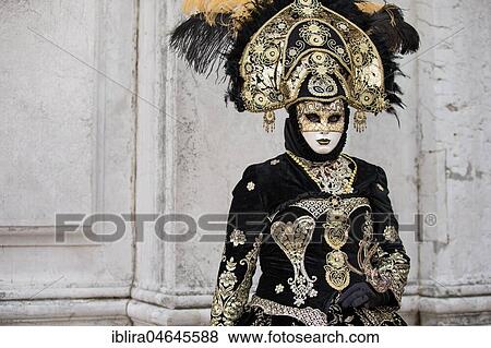 Stock Photo - Woman in historical costume, Carnival costume, Carnival in Venice, Italy, Europe. Fotosearch