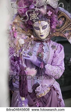 Stock Photo - Woman in historical costume, Carnival costume, Carnival in Venice, Italy, Europe. Fotosearch
