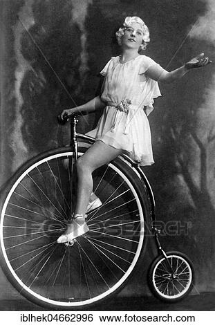 Stock Photograph - Woman on a Bike, Unicycle, 1920s, Germany, Europe. Fotosearch