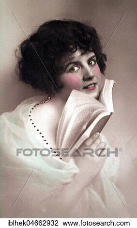 Woman with book, 1920s, handcoloured, Germany, Europe View Large Photo Image Stock Image - Woman with book, 1920s, handcoloured, Germany, Europe. Fotosearch