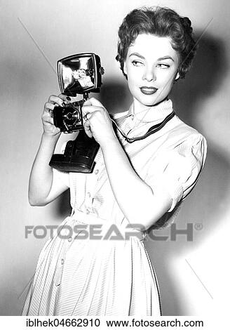 Woman with Camera, 1950s, Germany, Europe View Large Photo Image Stock Image - Woman with Camera, 1950s, Germany, Europe. Fotosearch