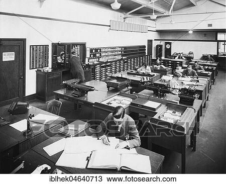 Women and men at work in the open-plan office, 1940s, exact location unknown, Germany, Europe View Large Photo Image Stock Image - Women and men at work in the open-plan office, 1940s, exact location unknown, Germany, Europe. Fotosearch