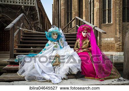 Stock Photo - Women in Carnival costumes, Carnival in Venice, Italy, Europe. Fotosearch
